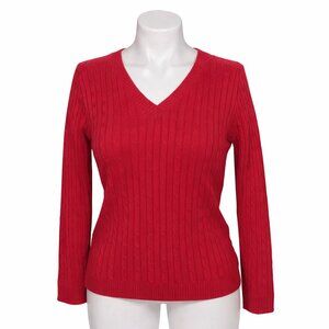 NWT CROFT & BARROW Cable Knit Red Sweater Size M